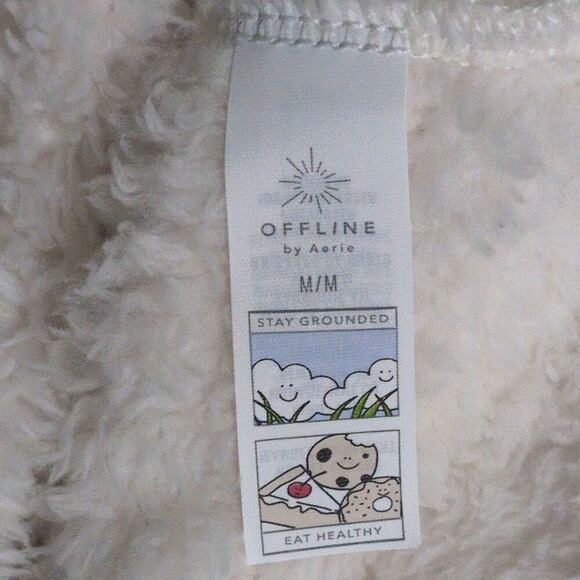 NWT OFFLINE by Aerie White Fleece Elastic Waistband Zipper Pockets Pants Size M - Picture 9 of 13